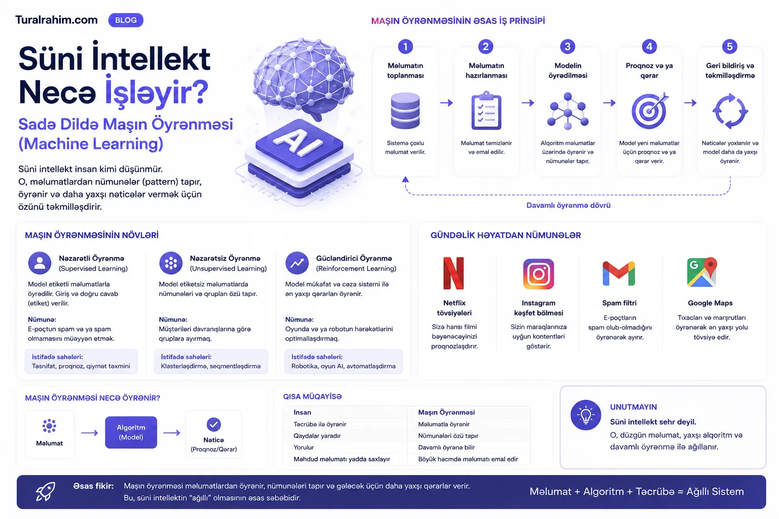 Süni İntellekt Necə İşləyir? Sadə Dildə Maşın Öyrənməsi (Machine Learning)