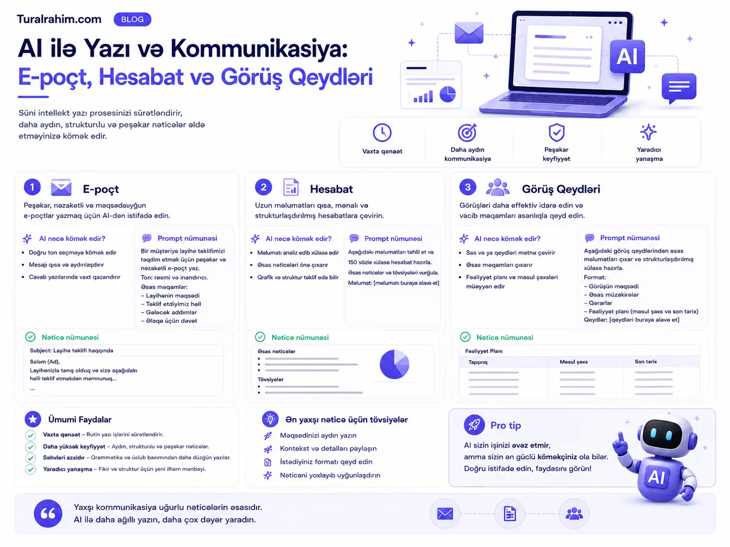 AI ilə Yazı və Kommunikasiya: E-poçt, Hesabat və Görüş Qeydləri